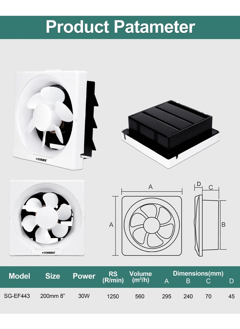 Stargold Exhaust Fan 30W With Powerful Copper Motor For Long Life Time 8 Inch  - Image 3