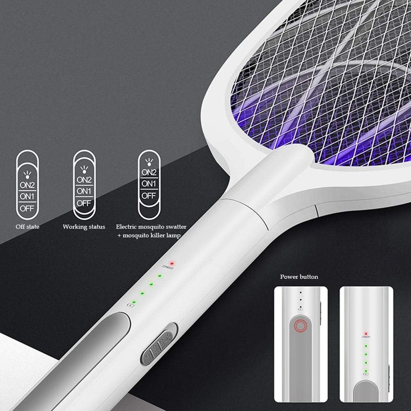 AWH Electric Fly Zapper 3000V, USB Fly Swatter Mosquito Killer Bug Zapper with 3-Layer Safety Mesh, Repellent Fly Racquet, No Chemicals, Ideal Choice for Home, Indoor And Outdoor Use - Image 3