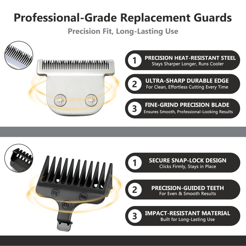 Loarysk 40mm Detachable T-Blade with 3 Guard Combs (1.5mm 3mm 5mm)-Compatible with Wahl Trimmer Models 9864, 9864SS, 9818, 9888, 9867, 9816, WSS3L, SS2L& More (1blade+3 combs) - Image 4