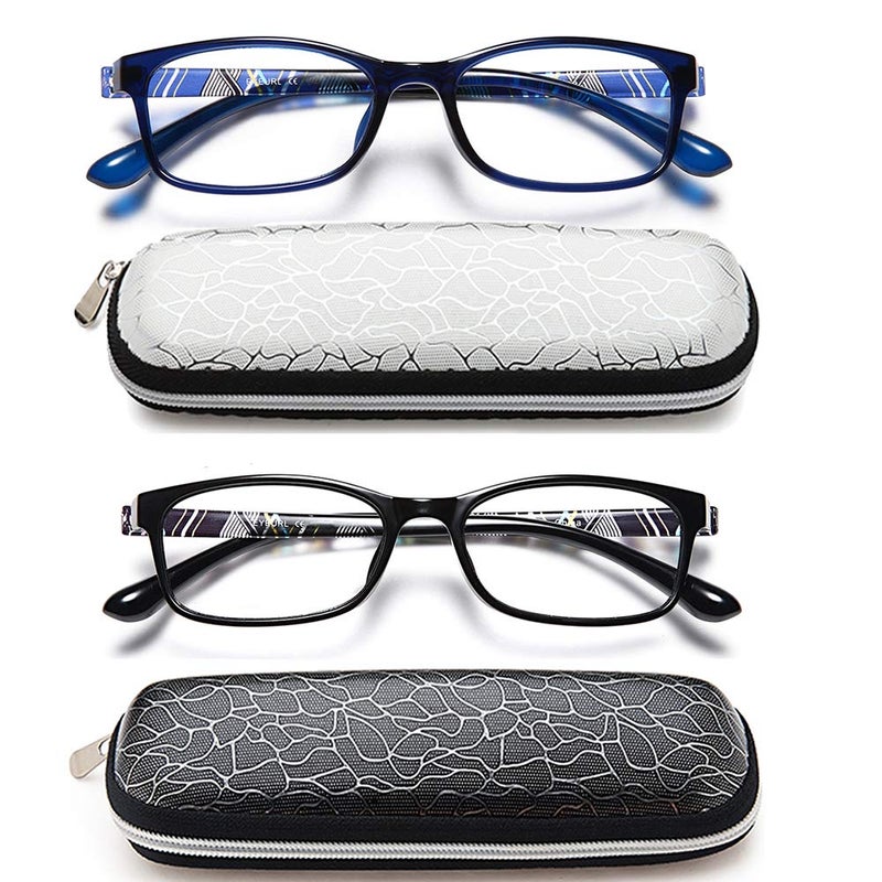 EYEURL 2 Pack Blue Light Blocking Women Men Reading Glasses 30 Computer Readers Lightweight TR90 Flexible Frame Rectangular Eyeglasses Anti Eyestrain UV Protection