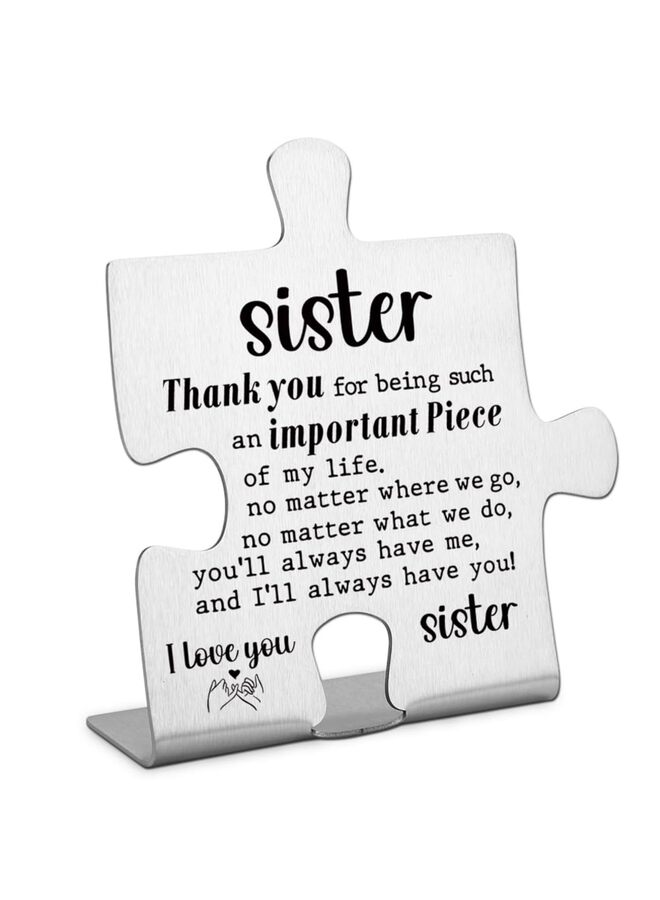 لافتة زخرفية - هدية للأخت من الفولاذ المقاوم للصدأ، 3.9 × 3.9 بوصة، ديكور مكتب مضحك، هدية شكر لصديقة - Image 1