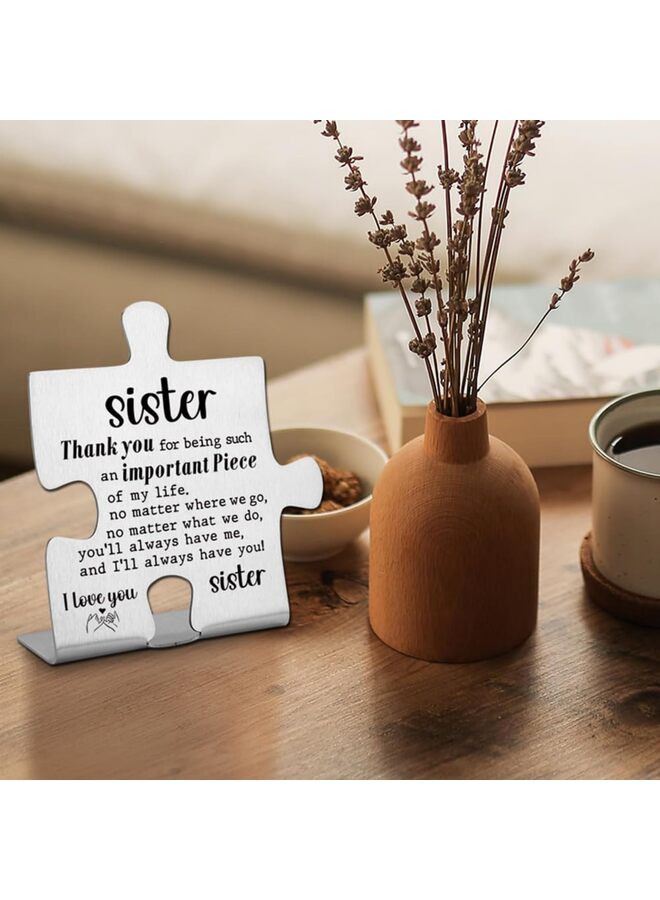 لافتة زخرفية - هدية للأخت من الفولاذ المقاوم للصدأ، 3.9 × 3.9 بوصة، ديكور مكتب مضحك، هدية شكر لصديقة - Image 5