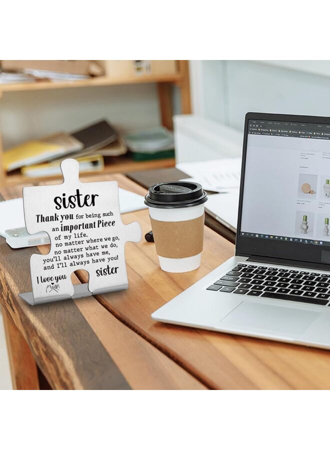 لافتة زخرفية - هدية للأخت من الفولاذ المقاوم للصدأ، 3.9 × 3.9 بوصة، ديكور مكتب مضحك، هدية شكر لصديقة - Image 4