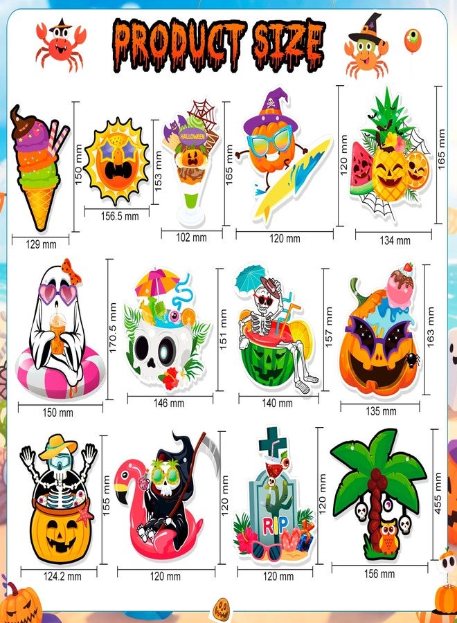 هواف لافتة هالوين صيفية، لافتة زينة هالوين صيفية سعيدة، زينة حفلات هالوين صيفية، لافتة ديكور هالوين في الصيف، زينة معلقة على شكل أشباح ليلة الهالوين بطابع هاواي - Image 4