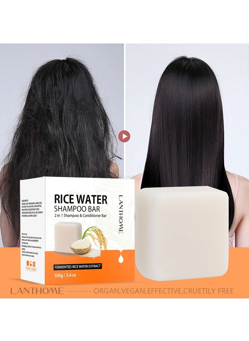 Lanthome - Rice water shampoo soap rice solid hair growth moisturising cream anti hair loss treatment - Image 1