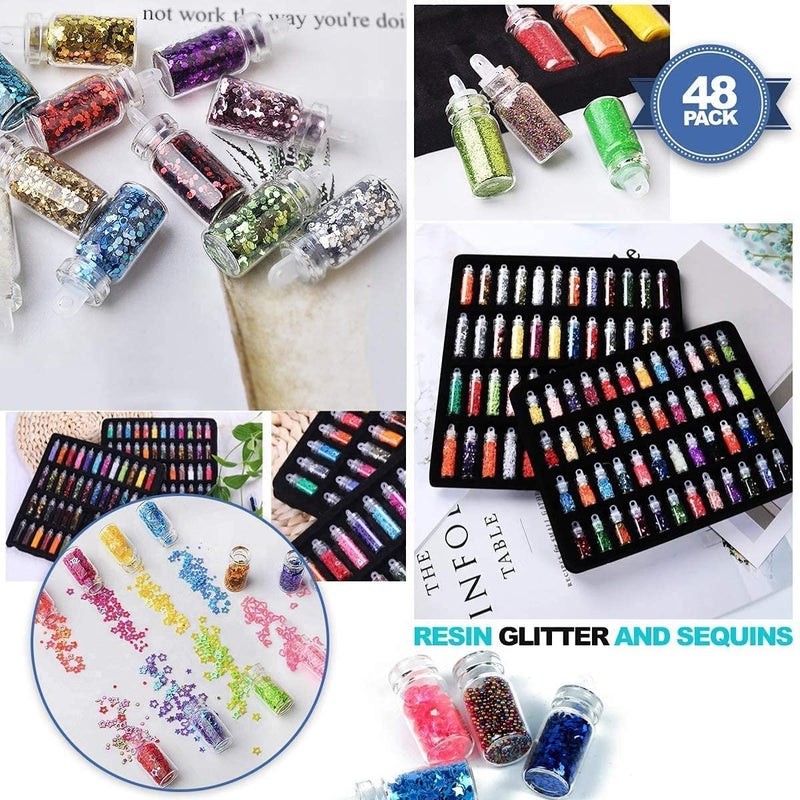 KIRA 48Pcs 3D Glitter Bottles Set Manicure Set of Nail Stickers Nail Art Tool for Nail Decoration Kit for Women Multicolor - Image 4