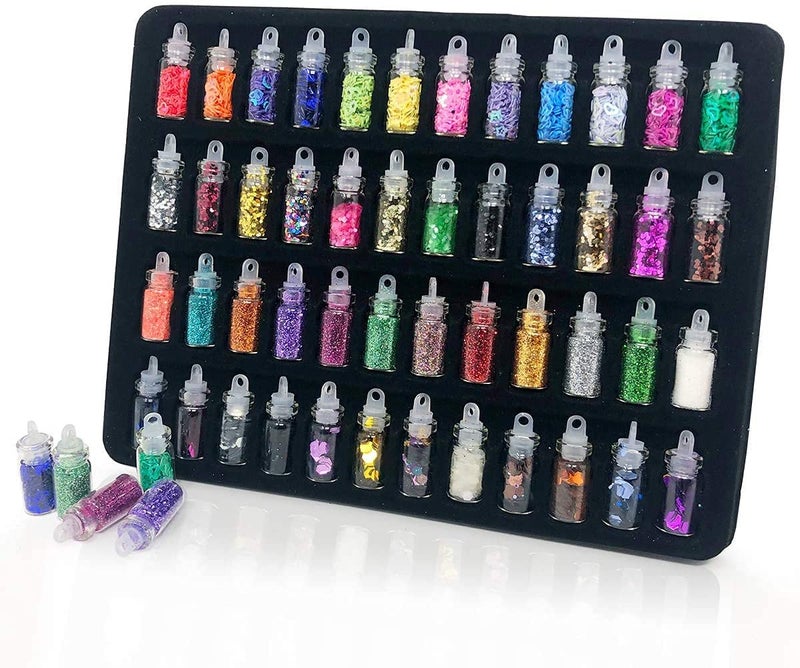 KIRA 48Pcs 3D Glitter Bottles Set Manicure Set of Nail Stickers Nail Art Tool for Nail Decoration Kit for Women Multicolor - Image 2