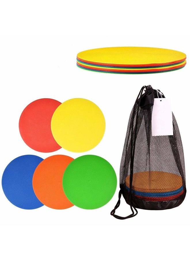 Dilwe Sports Cones, 10 Pcs Flat Highly Visible Training Cones with Mesh Carry Bag for Soccer Indoor Outdoor Sports Training Marking Needs - Image 1