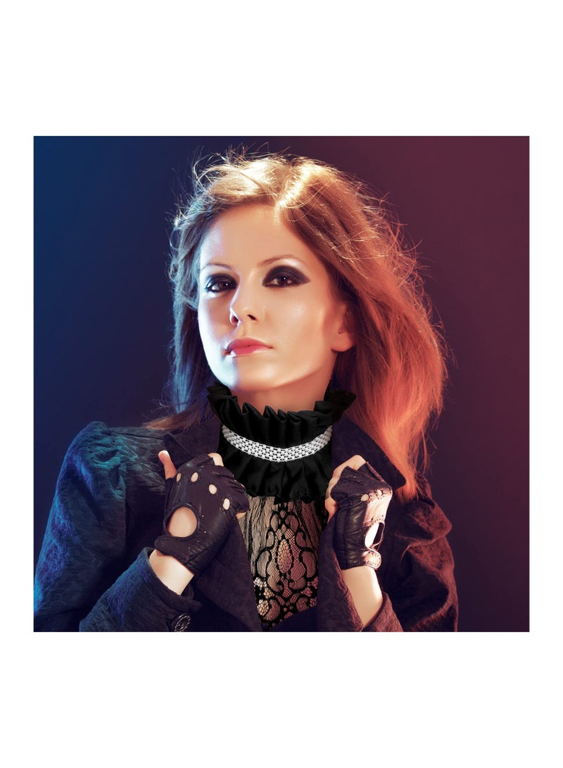 SOLARAE Neck Ruffle Collar, Fake Collar Black Lace Lolita Neck Ruffle Collar Cape, Detachable Elizabethan Style False Floral Layered Collar for Women Girls Evening Dress Accessory for Women Girls(2 Pcs) - Image 5