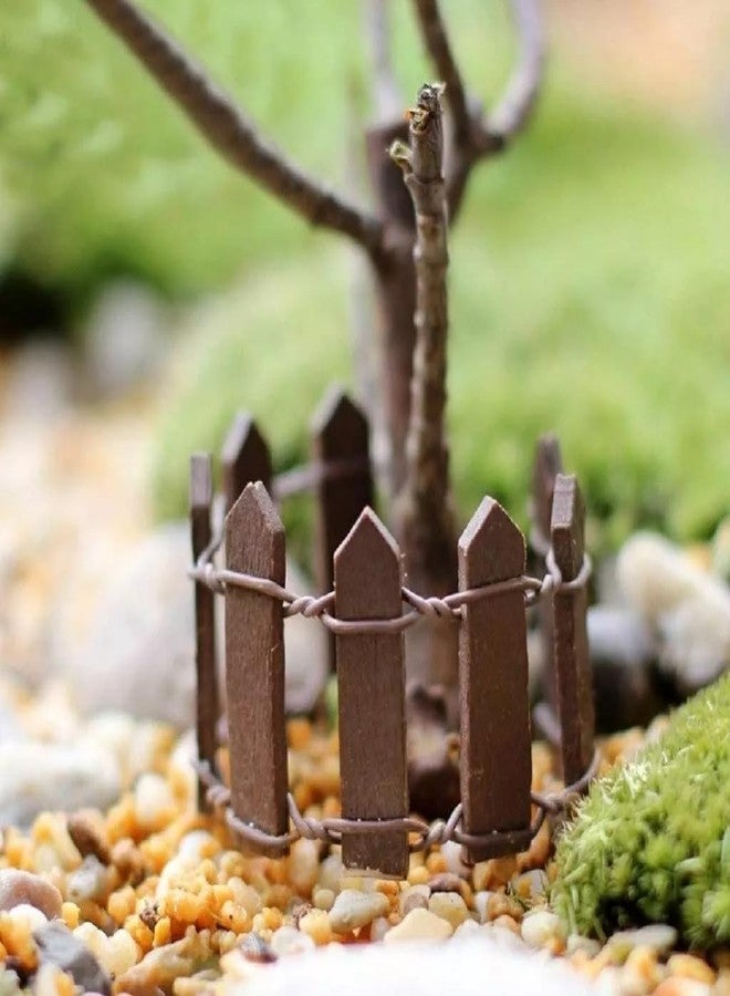 HODASHI 1Pc 35 Inches Brown Mini Fairy Garden Fence, Micro Landscape Miniature Ornaments for Dollhouse, Crafts, Diorama Project, Plant Pot DIY - Image 5