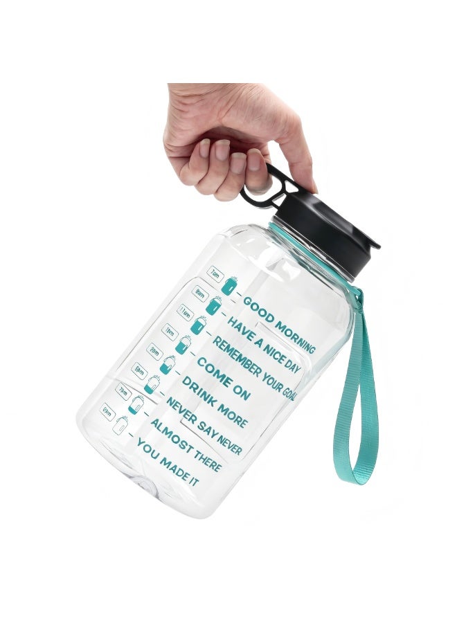 3.78L Large Water Bottle with Straw & Time Marker – 1 Gallon Motivational Sports Jug with Handle, Leakproof BPA-Free Big Drinking Bottle for Gym, Yoga & Outdoor, Clear - Image 1