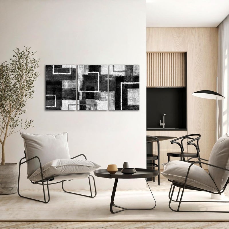 WELMECO Black Wall Art Geometric Lines Abstract Black Room Decor Picture Framed Artwork Living Room Bedroom Decor 16"x24"x3 Pieces (Black) - Image 4
