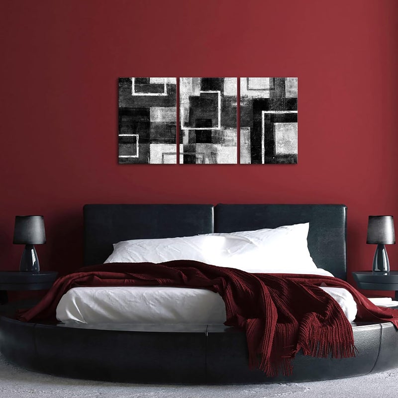 WELMECO Black Wall Art Geometric Lines Abstract Black Room Decor Picture Framed Artwork Living Room Bedroom Decor 16"x24"x3 Pieces (Black) - Image 5