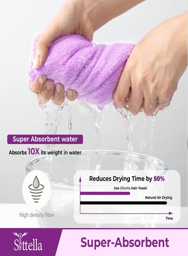 SITTELLA® 1 Piece Quick Drying Microfiber Hair Towel Wrap for Womens, Super Absorbent with Elastic Loop (Purple) - Image 4