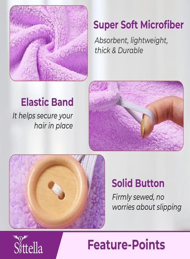 SITTELLA® 1 Piece Quick Drying Microfiber Hair Towel Wrap for Womens, Super Absorbent with Elastic Loop (Purple) - Image 3