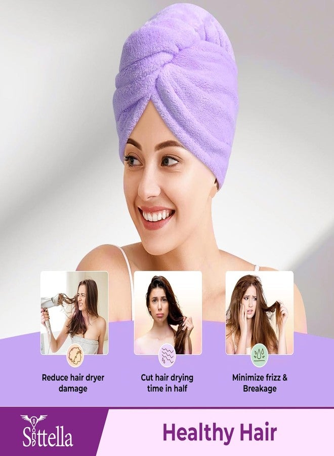 SITTELLA® 1 Piece Quick Drying Microfiber Hair Towel Wrap for Womens, Super Absorbent with Elastic Loop (Purple) - Image 5