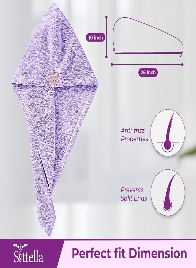 SITTELLA® 1 Piece Quick Drying Microfiber Hair Towel Wrap for Womens, Super Absorbent with Elastic Loop (Purple) - Image 2