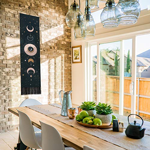 Jufay Moon Phase Wall Hanging Art - Bohemian Tapestry for Room (Black, 12.8 x 51.2 inches) - Image 4
