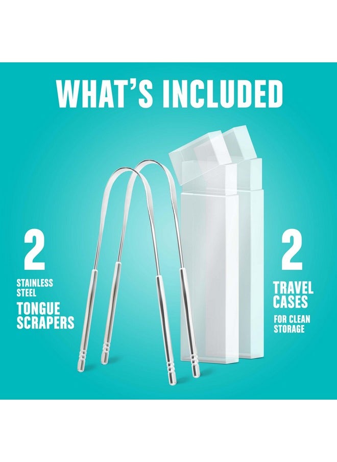 BASIC CONCEPTS Tongue Scraper (2 Pack), Reduce Bad Breath (Travel Cases Included), Stainless Steel Tongue Cleaners, Metal Tongue Scraper, Tongue Scraper For Adults - Fresher Breath In Seconds  - Image 3