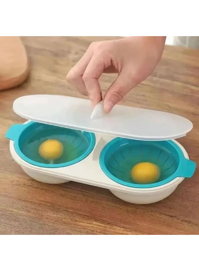 White Microwave Egg Poacher Cup Non Stick Omelette Mold For Camping RV Kitchen - Image 1