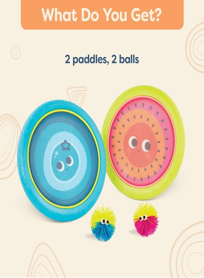 B. toys - Paddle Ball Game - Hand Trampoline Set - Poppin’ Paddles - 2 Bouncy Discs & 2 Balls - Catch & Toss Sports Games for Kids - 3+ Years - Image 5