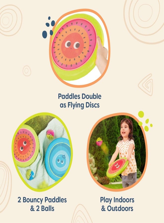 B. toys - Paddle Ball Game - Hand Trampoline Set - Poppin’ Paddles - 2 Bouncy Discs & 2 Balls - Catch & Toss Sports Games for Kids - 3+ Years - Image 3