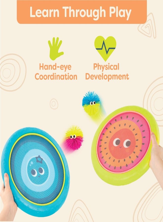 B. toys - Paddle Ball Game - Hand Trampoline Set - Poppin’ Paddles - 2 Bouncy Discs & 2 Balls - Catch & Toss Sports Games for Kids - 3+ Years - Image 4