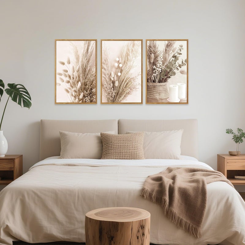 IARTTOP Framed Neutral Beige Floral Wall Art, Vintage Botanical Flowers Canvas Poster Boho Pampas Grass Wall Decor,Modern Minimalist Natural Plant Art Prints for Living Room Bedroom Office-16â€x24â€x3 - Image 5