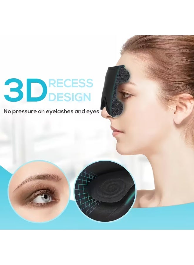 قناع عين ثلاثي الأبعاد، واقٍ للعين، قناع نوم، حاجب للضوء، غطاء ليلي قابل للتعديل بدون ضغط على العين، خفيف الوزن للغاية للسفر والقيلولة (أسود) - Image 2