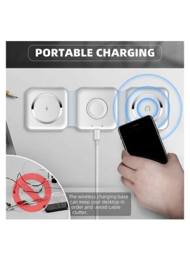 SHOPI - Wireless Charging, 3 in 1 Wireless Charger, Wireless Magnetic Fast Charging Foldable Dock station Charger for iPhone 13/12/11/8/Pro/Max,for iWatch - Image 1