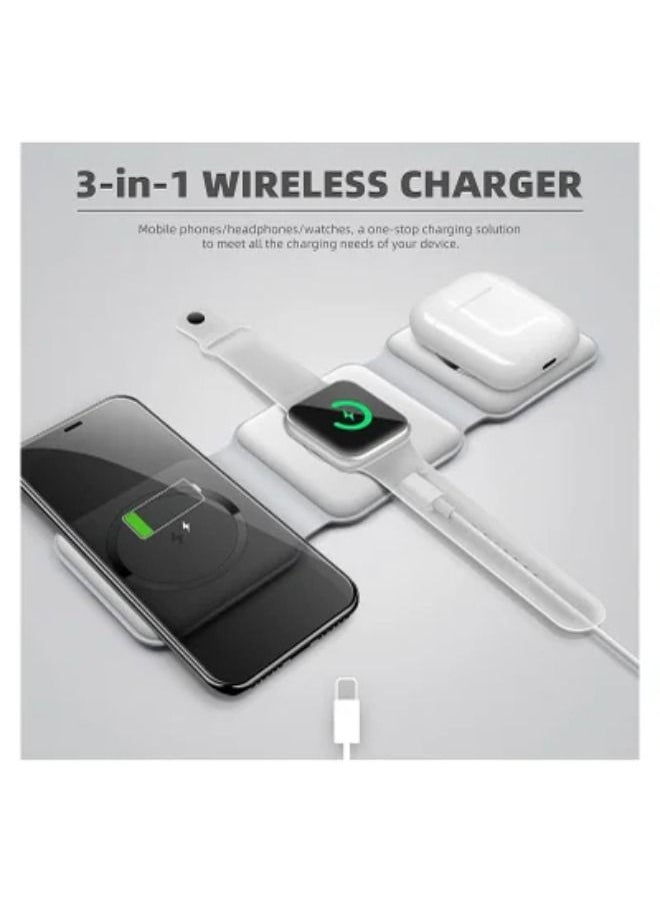 SHOPI - Wireless Charging, 3 in 1 Wireless Charger, Wireless Magnetic Fast Charging Foldable Dock station Charger for iPhone 13/12/11/8/Pro/Max,for iWatch - Image 1