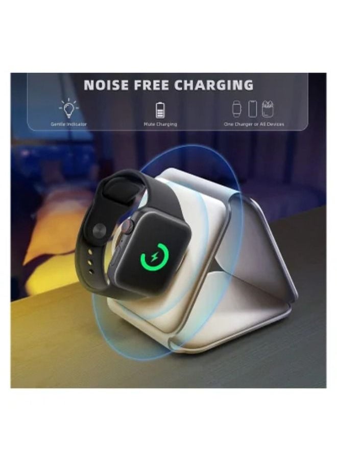 SHOPI - Wireless Charging, 3 in 1 Wireless Charger, Wireless Magnetic Fast Charging Foldable Dock station Charger for iPhone 13/12/11/8/Pro/Max,for iWatch - Image 1