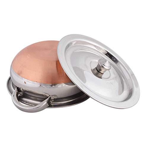 Meqstore Stainless Steel & Copper Handle Handi with Lid, 0.500 L, 0.800 L, 1.200 L, 3 Piece (Silver and Copper) - Image 2