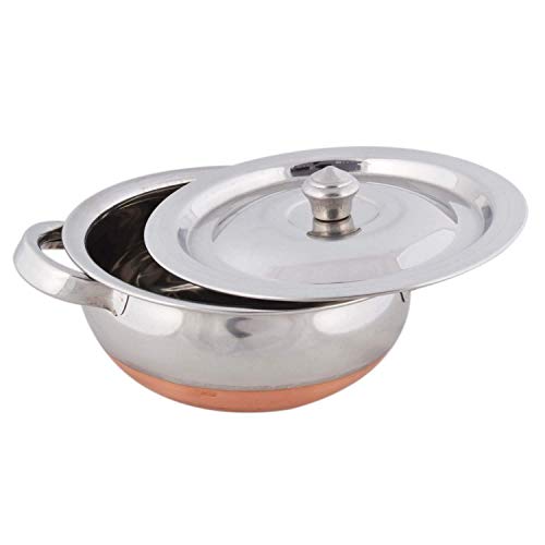 Meqstore Stainless Steel & Copper Handle Handi with Lid, 0.500 L, 0.800 L, 1.200 L, 3 Piece (Silver and Copper) - Image 3