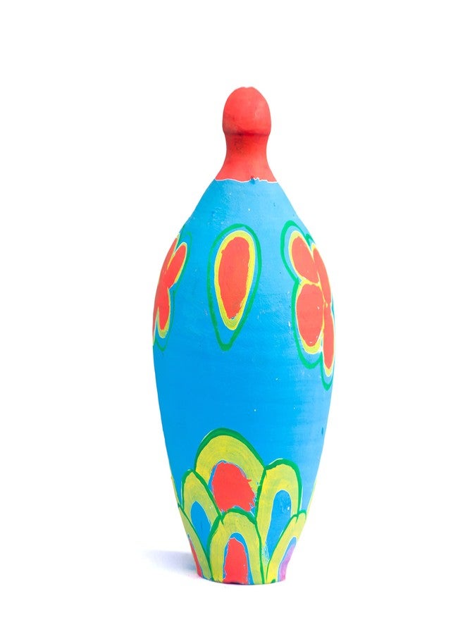 Onlinch Clay Made Round Shape Piggy Bank for Kids | Terracotta Mitti Gullak Coin Bank | Handcrafted Multi-Coloured Coin Box | Traditional Money Bank Gift | Undiyal Style (Design-7) - Image 4
