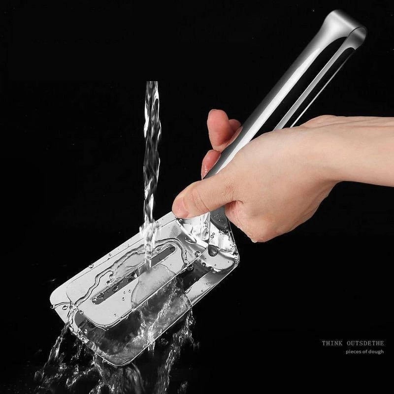 Vexton BBQ Cooking Tool Frying Turner Double Sided Spatula Multifunctional Stainless Steel Food Flipping Clip Steak Tong Food Clamp, 10 Inch - Image 5