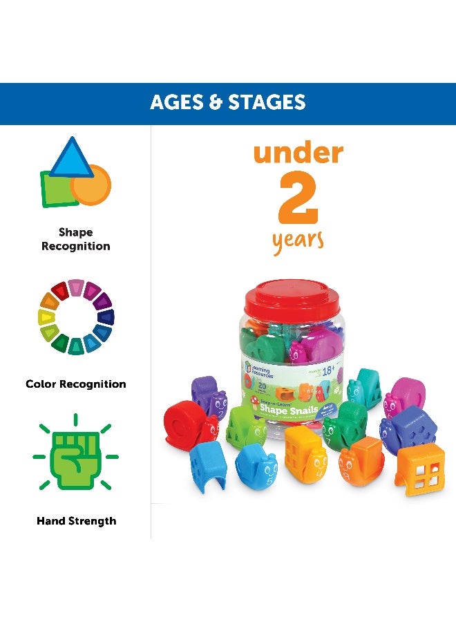 ليرننج ريسورسز مجموعة ألعاب تعليمية للأطفال الصغار من سناب آند ليرن، مكونة من 20 قطعة، تُعلّم الأشكال والأرقام والألوان، للأعمار من 18 شهرًا فما فوق - Image 5