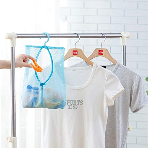 Killerzone KILLERZONE STOIQE Colorful Hanging Mesh Bag Bathroom Storage Organizer Hamper Bag Closet Rack Clothes Clip Collection Bag Laundry Bag Pinch Net Pouch Set of 3 - Image 2