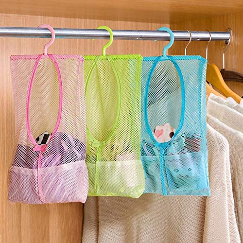 Killerzone KILLERZONE STOIQE Colorful Hanging Mesh Bag Bathroom Storage Organizer Hamper Bag Closet Rack Clothes Clip Collection Bag Laundry Bag Pinch Net Pouch Set of 3 - Image 4