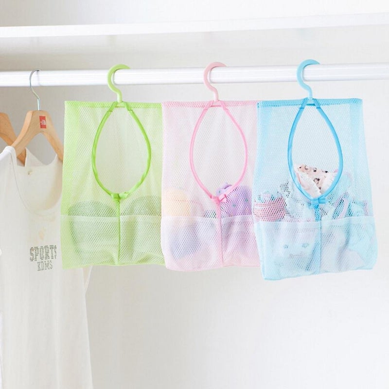 Killerzone KILLERZONE STOIQE Colorful Hanging Mesh Bag Bathroom Storage Organizer Hamper Bag Closet Rack Clothes Clip Collection Bag Laundry Bag Pinch Net Pouch Set of 3 - Image 3