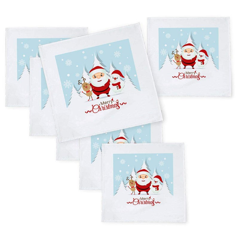 Khakee 6 Pcs Christmas Theme Tafta Silk Table Napkins 10x 10 for Xmas Decoration Christmas OrnamentsChristmas Gift npxmas118P - Image 1