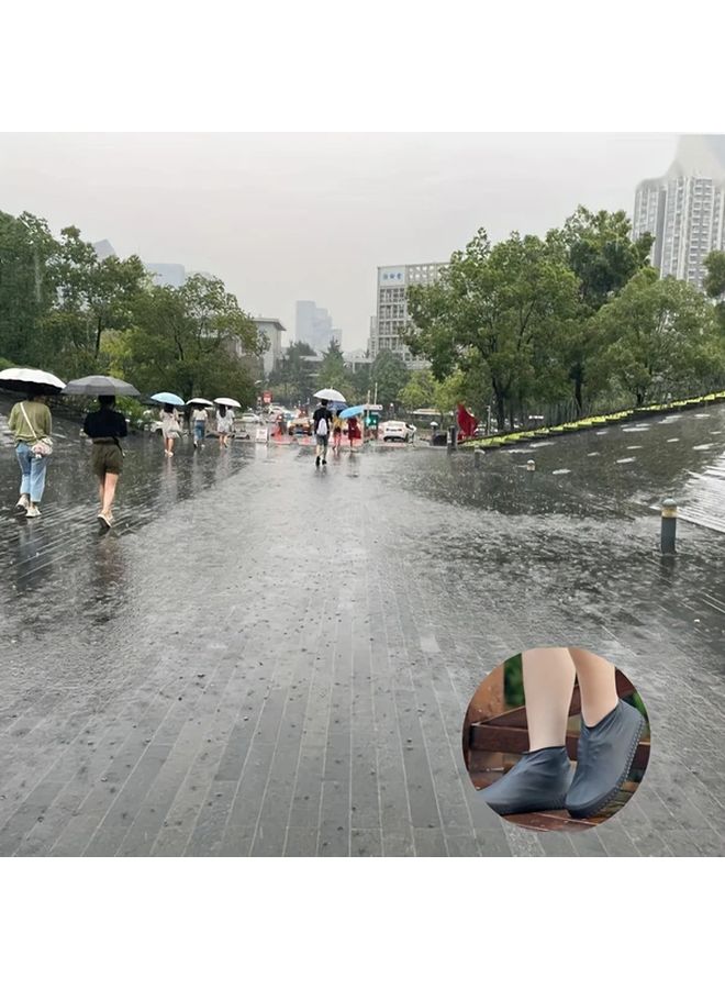 أغطية الأحذية المطرية المصنوعة من السيليكون القابلة لإعادة الاستخدام والمقاومة للماء، واقيات الأحذية المقاومة للانزلاق باللون الأبيض، المقاس 34-45 - Image 5