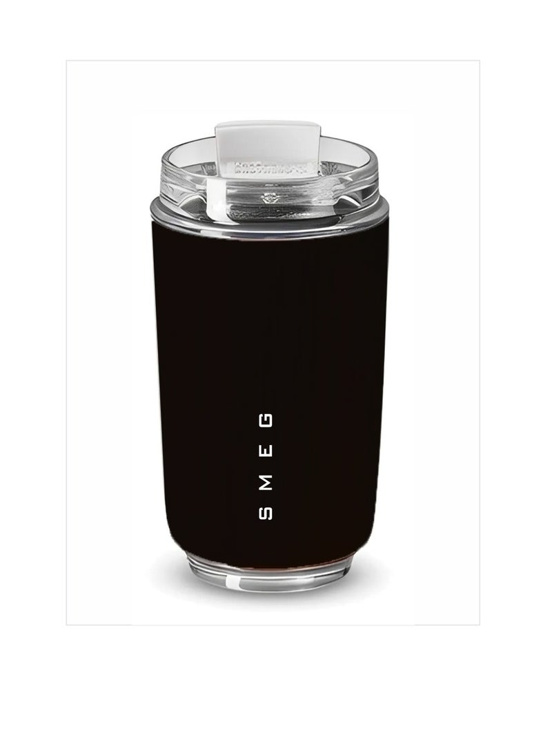 smeg Travel Mug, Insulated Coffee Tumbler, Leak Proof Stainless Steel Thermal Reusable Coffee Cup, Lightweight And Portable Drink Container For Home Office Traveling, (1pc, 350ML Black)  - Image 1