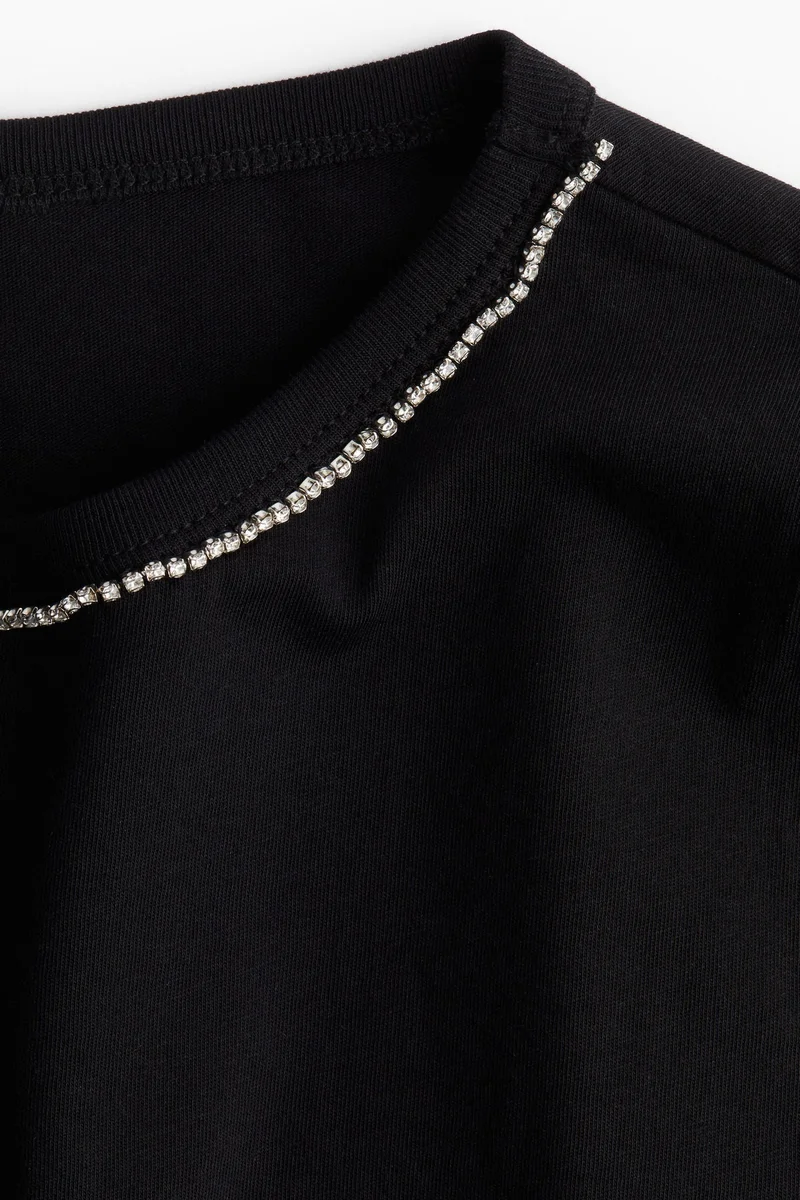 H&M Cropped embellished T-shirt