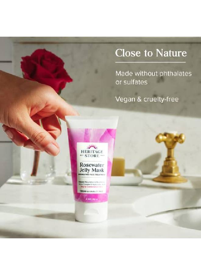 Heritage Store Rosewater Jelly Mask Hydrating Facial Treatment For Dry Combination Skin Refreshing Gel Face Mask Locks In Moisture With Hyaluronic Acid & Rose Complex Vegan & Cruelty Free 2Oz - Image 4