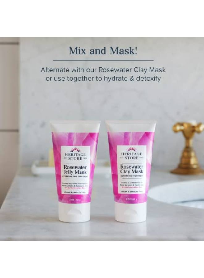 Heritage Store Rosewater Jelly Mask Hydrating Facial Treatment For Dry Combination Skin Refreshing Gel Face Mask Locks In Moisture With Hyaluronic Acid & Rose Complex Vegan & Cruelty Free 2Oz - Image 5