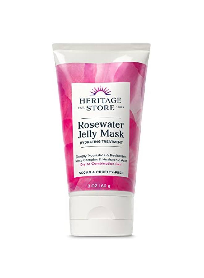 Heritage Store Rosewater Jelly Mask Hydrating Facial Treatment For Dry Combination Skin Refreshing Gel Face Mask Locks In Moisture With Hyaluronic Acid & Rose Complex Vegan & Cruelty Free 2Oz - Image 1