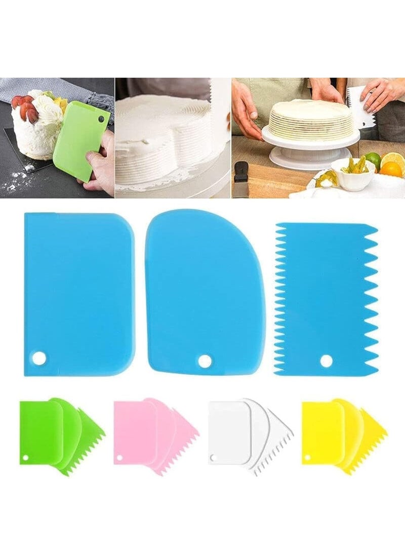 MARKQ Cake Scraper 3 Pcs Dough Cutter Cake Icing Buttercream Smoother for Cake Decorating Baking Bread Pizza Cutter, Plastic Dough Scraper  - Image 1
