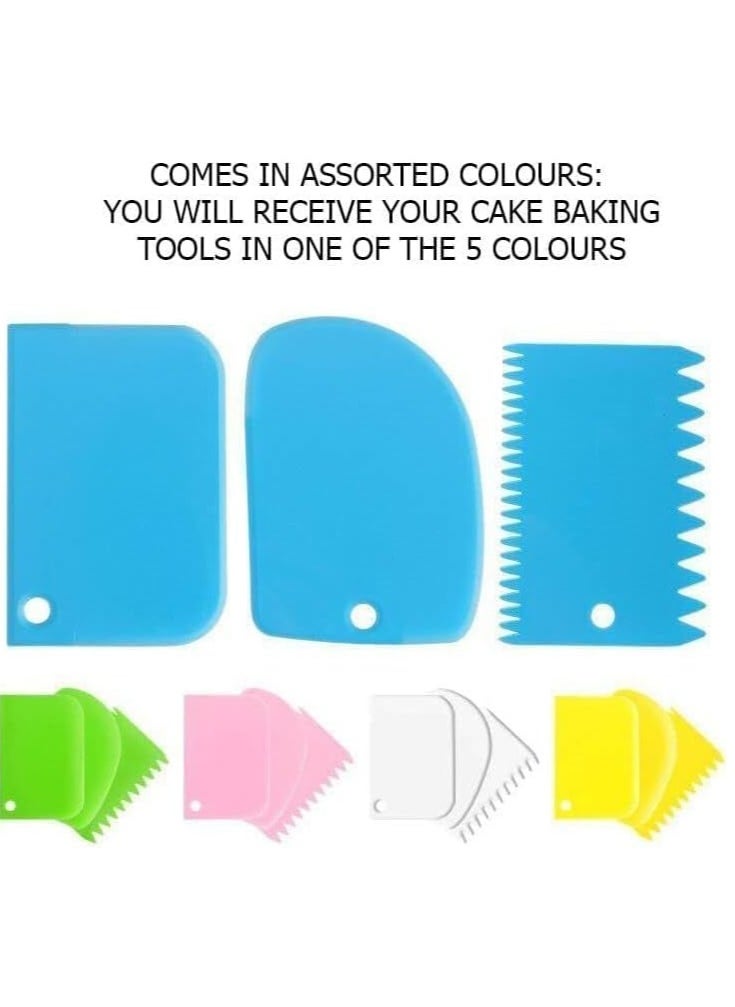MARKQ Cake Scraper 3 Pcs Dough Cutter Cake Icing Buttercream Smoother for Cake Decorating Baking Bread Pizza Cutter, Plastic Dough Scraper  - Image 2