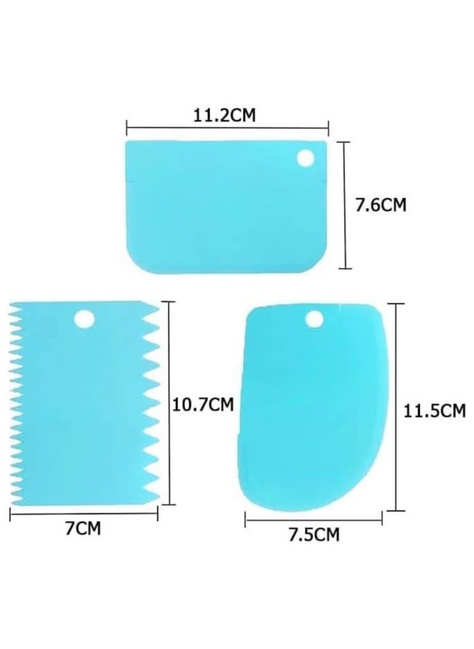 MARKQ Cake Scraper 3 Pcs Dough Cutter Cake Icing Buttercream Smoother for Cake Decorating Baking Bread Pizza Cutter, Plastic Dough Scraper  - Image 3